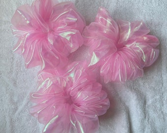 Pink Organza Jumbo Scrunchie, Jumbo Scrunchie, Organza Scrunchie, Oversized Scrunchie, XL scrunchie, Brynnbands, Hair Scrunchie
