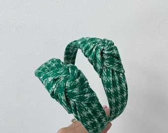 Green Houndstooth Headband, Hard Headband , Hair Headband , St Patricks Day,  St Pats, Irish Headband, Green Headband, Brynnbands