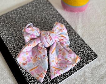 Pink Backpack Bow, Floppy Bow Hair Clip, Barrette Hair Clip, Soft Hair Clip, Barrette Bow , Brynnbands