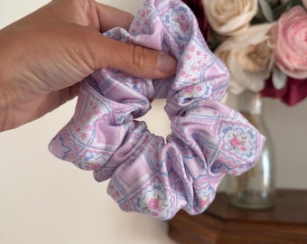 Pink Hankie Quilted Scrunchie