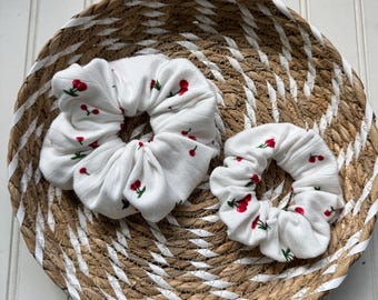 Cherries Scrunchie, Patriotic Scrunchies |Red White and Blue Hair Accessories | 4th of July Scrunchie | USA Print | Independence Day Hair