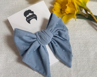 Light Blue Swiss Dot Floppy Bow, Brynnbands