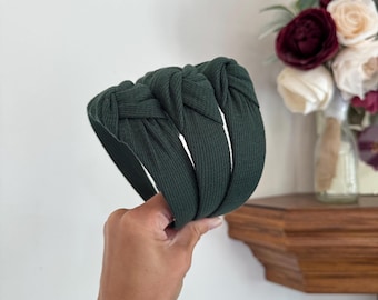 Green Thermal Headband, Top Knot Headband, Hard Headband, Flexible Headband, Brynnbands, Knotted Headband, Fall Headbands