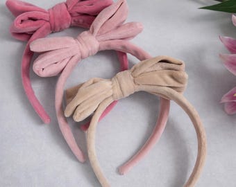 Velvet Bow Top Knot, Easter Headband, Brynnbands, Hard Headband, Knotted Headband,