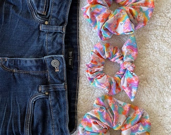 Rainbow Ghosts Scrunchie, Halloween Scrunchie, Fall Scrunchie, Soft Scrunchie,  Brynnbands,Fall Scrunchies, Fall Hair