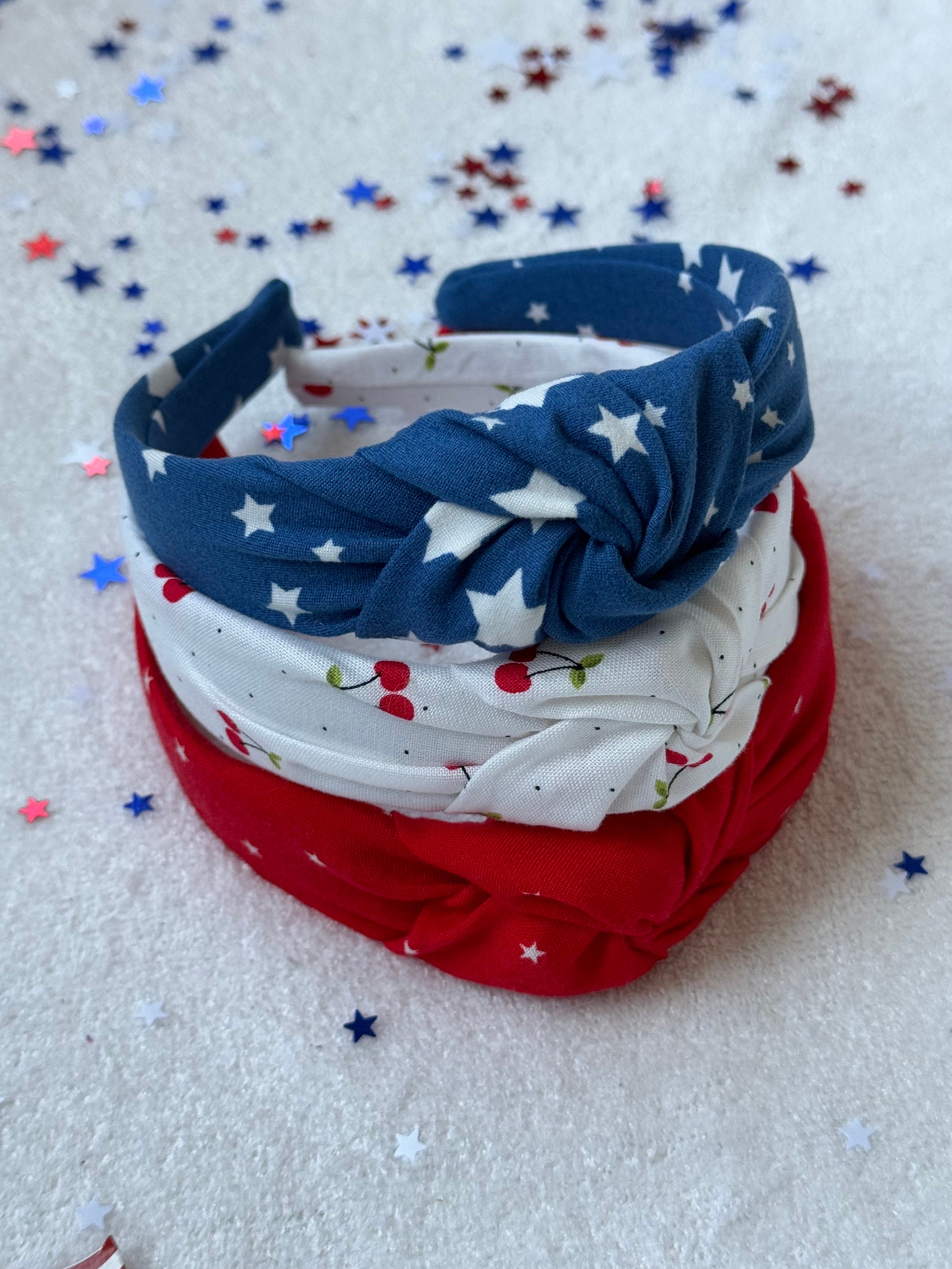 Set of 3 Knotted Blue Headbands Navy Blue Baby Headband Set. Women main image 2
