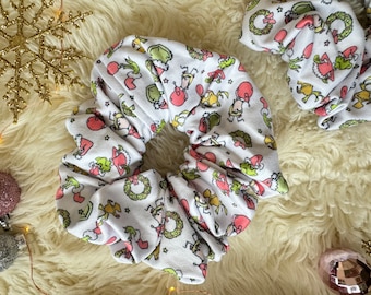 Green Guy Scrunchie, Holiday Scrunchies, Festive Scrunchies,  Christmas Scrunchies, Gifts for Girls, Brynnbands