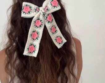 Pink Granny Square Bow