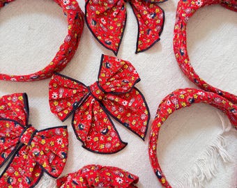 Red Floral Fable Bow, Brynnbands