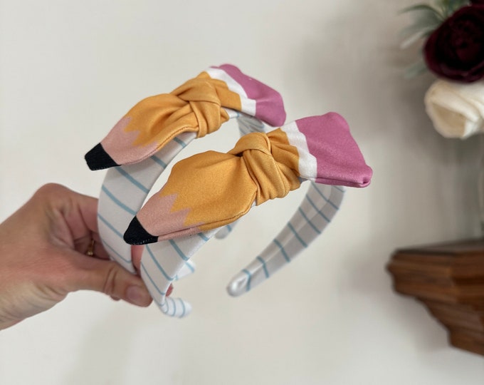Featured listing image: Pencil Bow Headband, Hard Headband, Hair Headband, Spring Headband, teacher Headband, Brynnbands