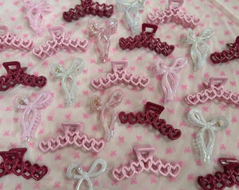 French Bow Hair Claw, Cute Hair Clips, Claw Clip, Hearts Clip, Hair Clip, Valentine's Day Claw Clip, Brynnbands