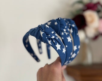 Navy Blue stars Headband, Hard Headband , Hair Headband , Tie Dye Headband, Brynnbands