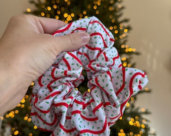 Christmas Tree Cakes Scrunchie, Christmas Scrunchie, Brynnbands, Hair Scrunchie, Hair Tie, , Oversized scrunchie