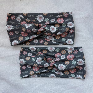 Bandeau floral pour infirmière : large bandeau doux de style turban