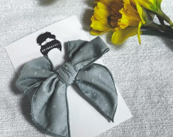 Sage Swiss Dot Fable Bow, Spring Bow