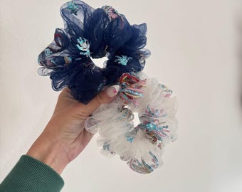 Fireworks Mesh Scrunchie, Firework Sequins Scrunchie, Mesh Scrunchie, Brynnbands, Hair Scrunchie, Oversized scrunchie