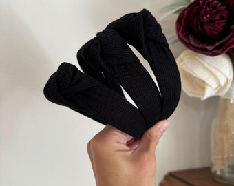 Black Thermal Headband, Top Knot Headband, Hard Headband, Flexible Headband, Brynnbands, Knotted Headband, Fall Headbands