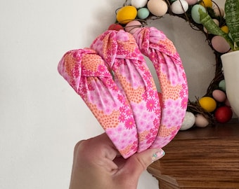 Hot Pink Florals Headband, Hard Headband, Spring Headband, Easter Basket Gifts, Hard Headband, Brynnbands, Floral Headband