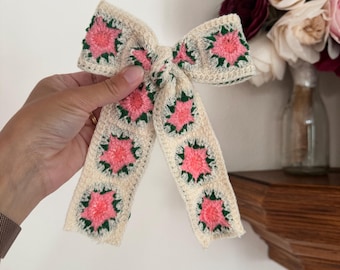 Pink Granny Square Bow