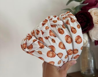Pumpkins Top Knot, Fall Headband, Brynnbands, Hard Headband, Knotted Headband, Fall Hair, Pumpkin Headband