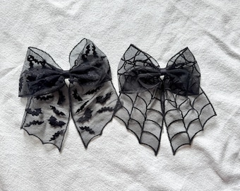 Mesh Halloween Bows, Halloween Bow,  Bow Hair Clip, Long Tail Hair Bow, Barrette Hair Clip,  Brynnbands,
