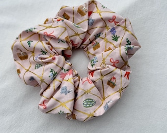 Easter Lattice Rifle Paper Co Scrunchie, Floral Scrunchie, Soft Scrunchie, Flowers, Floral Hair Tie, Brynnbands, Pink Scrunchie