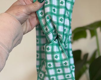 Green Checkered Clovers Headband, Soft Headband,  St Patrick's Day Headband, Brynnbands, Turban Style Headband, Soft Headband,