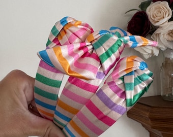 Rainbow Satin Headband, Hard Headband, Summertime Headband, Hard Headband, Brynnbands
