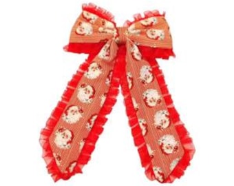 Christmas Santa Bow, Holiday Bow, Ruffle Bow, Brynnbands