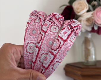 Red Faux Quilted Headband