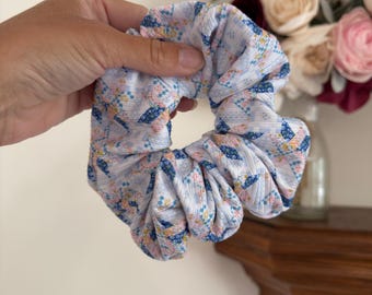 Blue Faux Quilted Scrunchie