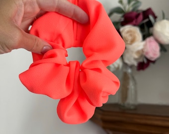 Neon Orange Chiffon Jumbo Scrunchie, Jumbo Scrunchie, Chiffon Scrunchie, Oversized Scrunchie, XL scrunchie, Brynnbands, Hair Scrunchie