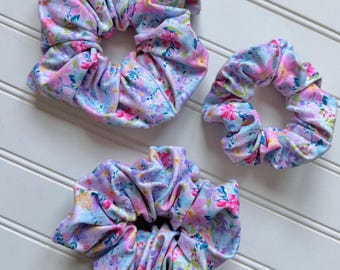 Watercolor Florals Scrunchie, Jumbo Scrunchie, Summertime Scrunchie, Floral Scrunchie, Regular Scrunchie, Adult size scrunchie, Brynnbands,