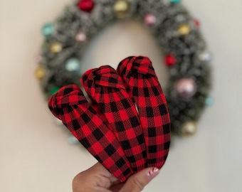Black & Red Buffalo Check Top Knot Headband, holiday headband,  Hard Headband , Christmas  Headband, Bendable Headband, Brynnbands