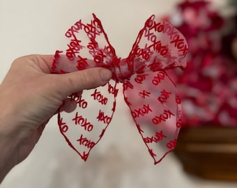 XOXO Mesh Fable Bow, Valentine's Bow