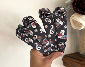 Book Ghosts Top Knot, Halloween Headband, Brynnbands, Hard Headband, Knotted Headband, Fall Hair