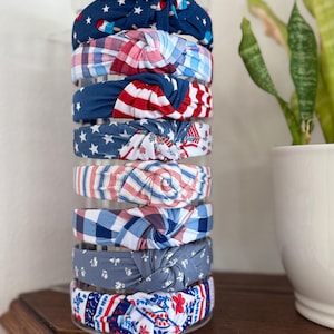 4th of July Headband: Red, White & Blue Knotted Hard Headband