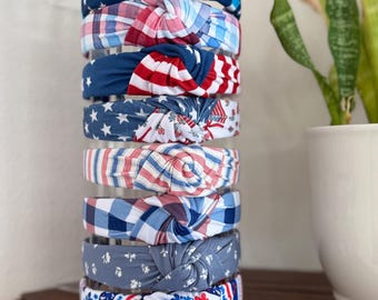 4th of July Headbands, Red White Blue Headbands, Hard Headband, Classic Headband,  Headband, Brynnbands