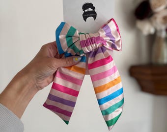 Rainbow Bow, Floppy Bow Hair Clip, Barrette Hair Clip, Soft Hair Clip, Barrette Bow , Brynnbands