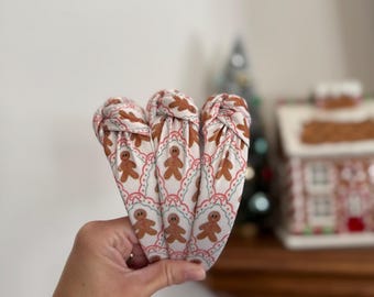 Christmas Headbands, Gingerbread Men Top Knot Headband, Holiday headband, Hard Headband, Christmas Headband, Brynnbands