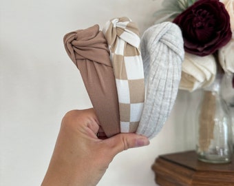 Women’s Knotted Headbands, Neutral Headbands, Hard Headband, Classic Headband, Tan Headband, Basic Headband, Brynnbands