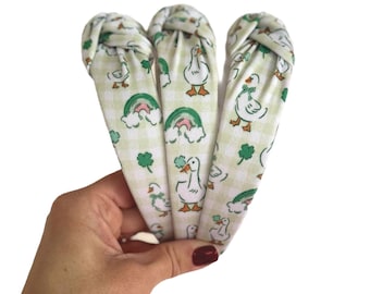 Lucky Ducks Headband, Shamrock Headband, Hard Headband, St Patricks Day,  St Pats, Irish Headband, Green Headband, Brynnbands
