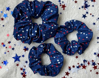 Navy Stars Scrunchie,  Brynnbands, Hair Scrunchie, 4th of July Scrunchie, Patriotic Scrunchie, 4th of July, 4oJ