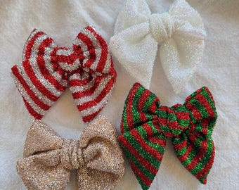 Tinsel Floppy Bow, Fall Bows, Brynnbands, Tinsel Bows