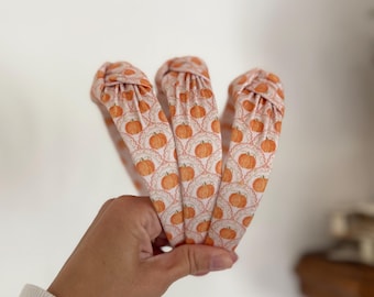 Pumpkin Scallops Top Knot, pumpkin  Headband, Fall Headband, Brynnbands, Hard Headband, Knotted Headband, Fall Hair