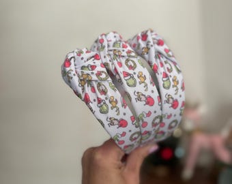 Green guy  Top Knot Headband, holiday plaid headband,  Hard Headband , Christmas  Headband, Bendable Headband, Brynnbands