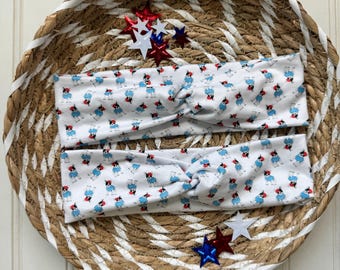 Doggies Headband, Patriotic Headband, Brynnbands, Turban Style Headband, Soft Headband, 4th of July