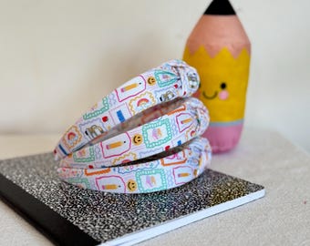 Teacher Doodles Headband, Hard Headband, Hair Headband, Back 2 School Headband, teacher Headband, Brynnbands
