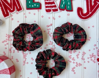 Plaid Holiday Scrunchies, Festive Plaids, Festive Scrunchies,  Christmas Scrunchies, Christmas Headbands, Brynnbands