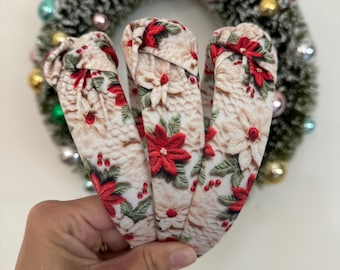 Red Poinsettas Top Knot Headband, holiday headband,  Hard Headband , Christmas  Headband, Bendable Headband, Brynnbands